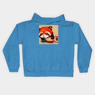 Kawaii Red Panda Eating Ramen Kids Hoodie